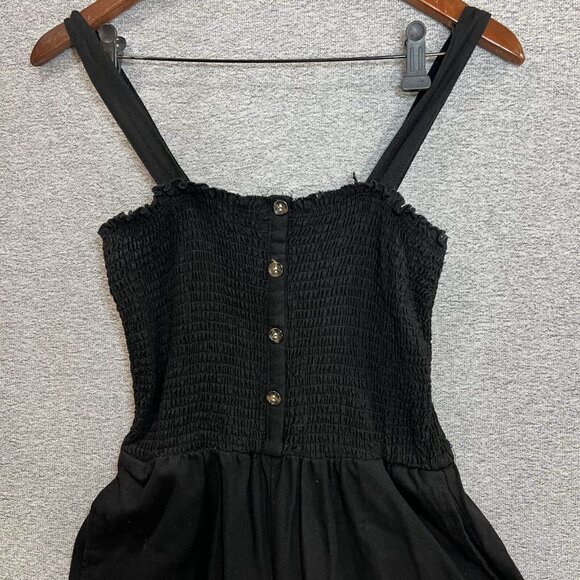 Aeropostale Jumpsuit Womens Size L Black Button Front Smocked Sleeveless - Picture 5 of 10